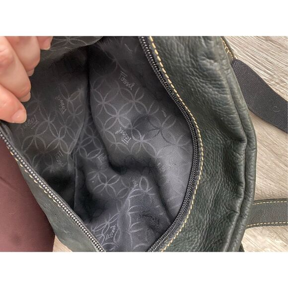FOSSIL Sutton Black Pebbled Leather Crossbody Shoulder Bag Purse, MP $200 - Picture 8 of 9